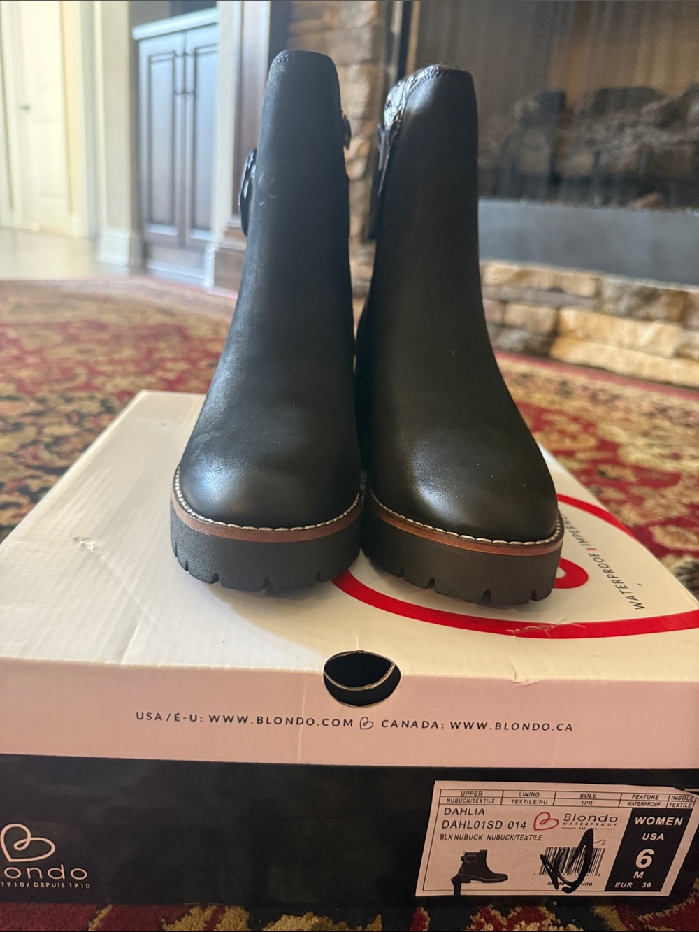 Blondo Black Leather Ankle Booties with Lug Sole